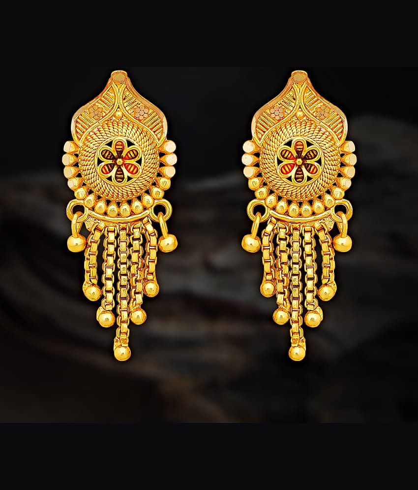 LUV FASHION Golden Stud Earrings ( Pack of 1 )