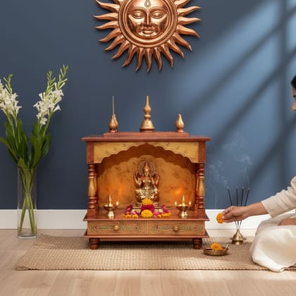 Handcrafted Copper Painted Wooden Home Temple Wall Decor