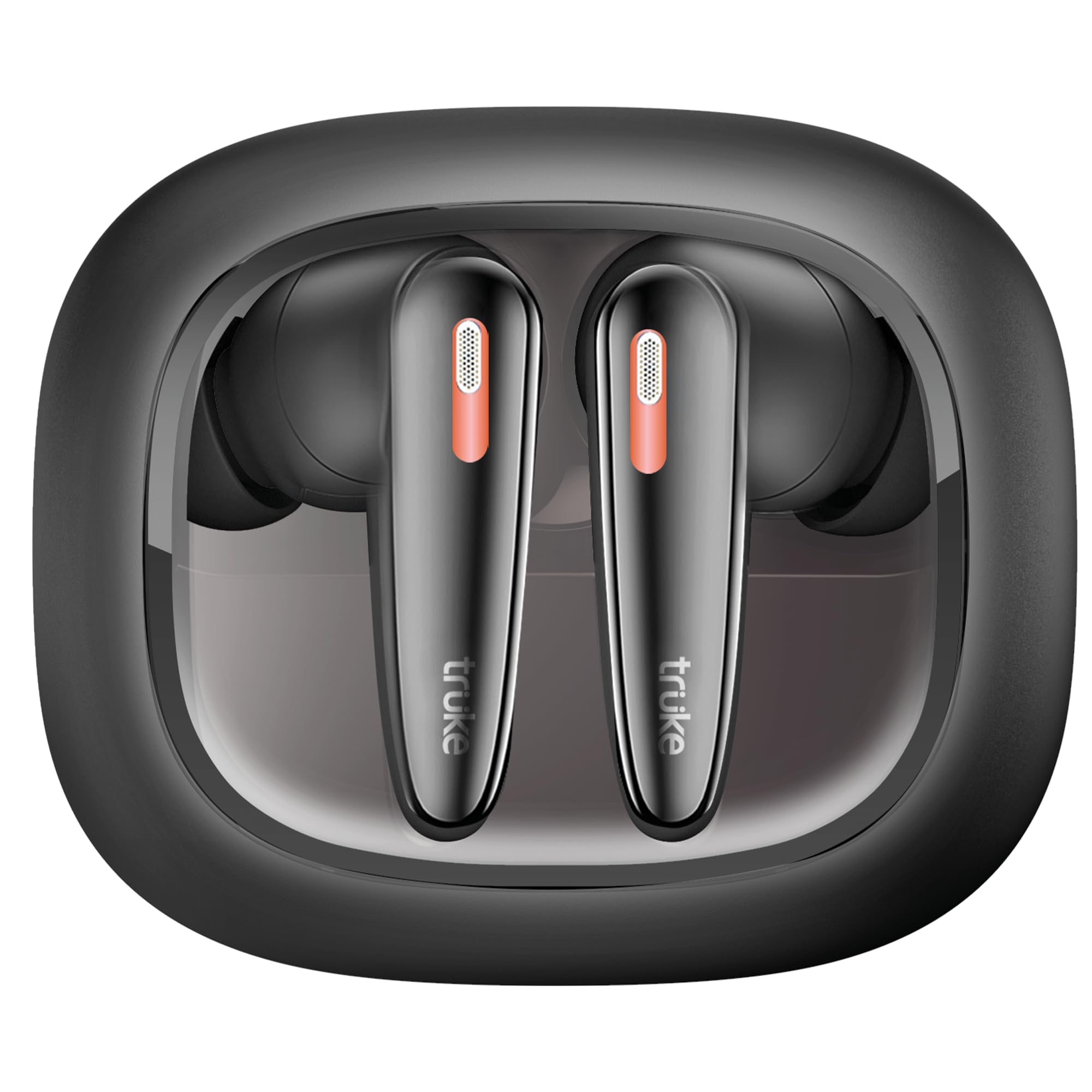 truke New Launch Crystal Bass True Wireless in Ear Earbuds with 13mm Drivers, 70H Playtime Fast Charge, Made in India, HiFi Sound TWS, 40ms Low Latency, 4Mics ENC, BT 5.4 (Matte Black)