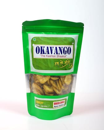 Okavango Green Chilli Crunchy Banana Chips, Spicy and Tangy Snack