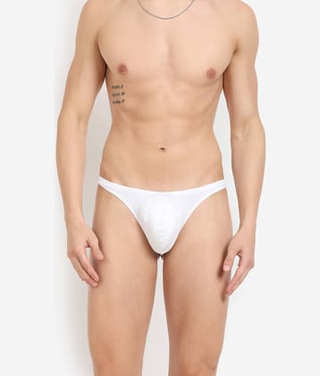 La Intimo Pack of 1 Cotton Blend Thongs For Men's ( White )