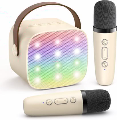 SingStar Karaoke Speaker with Two Wireless Mics for Kids | Ages 4-10+ (Beige)