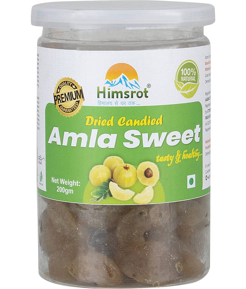 Himsrot Dried Sweet Amla Candy India Gooseberry Nutrition Food from Himalayas | 100% Natural Dry Fruit | Sweet Candy | Sweet Amla Candy - 200 gms Resealable Jar
