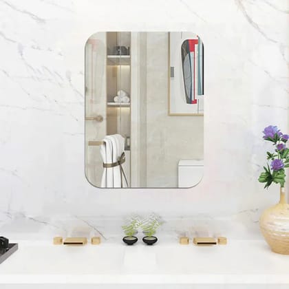 Rectangular Shape Wall Sticker Mirror Frameless Oval Mirror Plastic Sheet Gives A Mirror Effect Wall Sticker ( 2 Pcs )