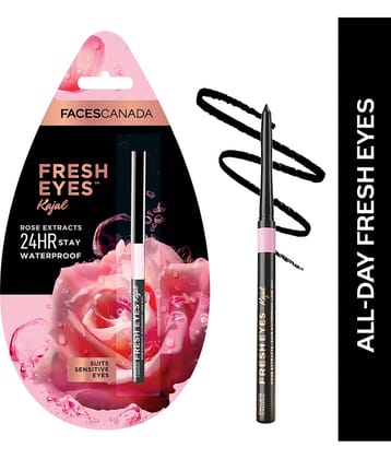 FACES CANADA Fresh Eyes Kajal With Rose Extract, Black, 0.35 g