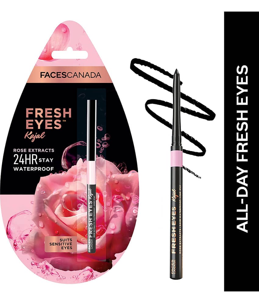 FACES CANADA Fresh Eyes Kajal With Rose Extract, Black, 0.35 g