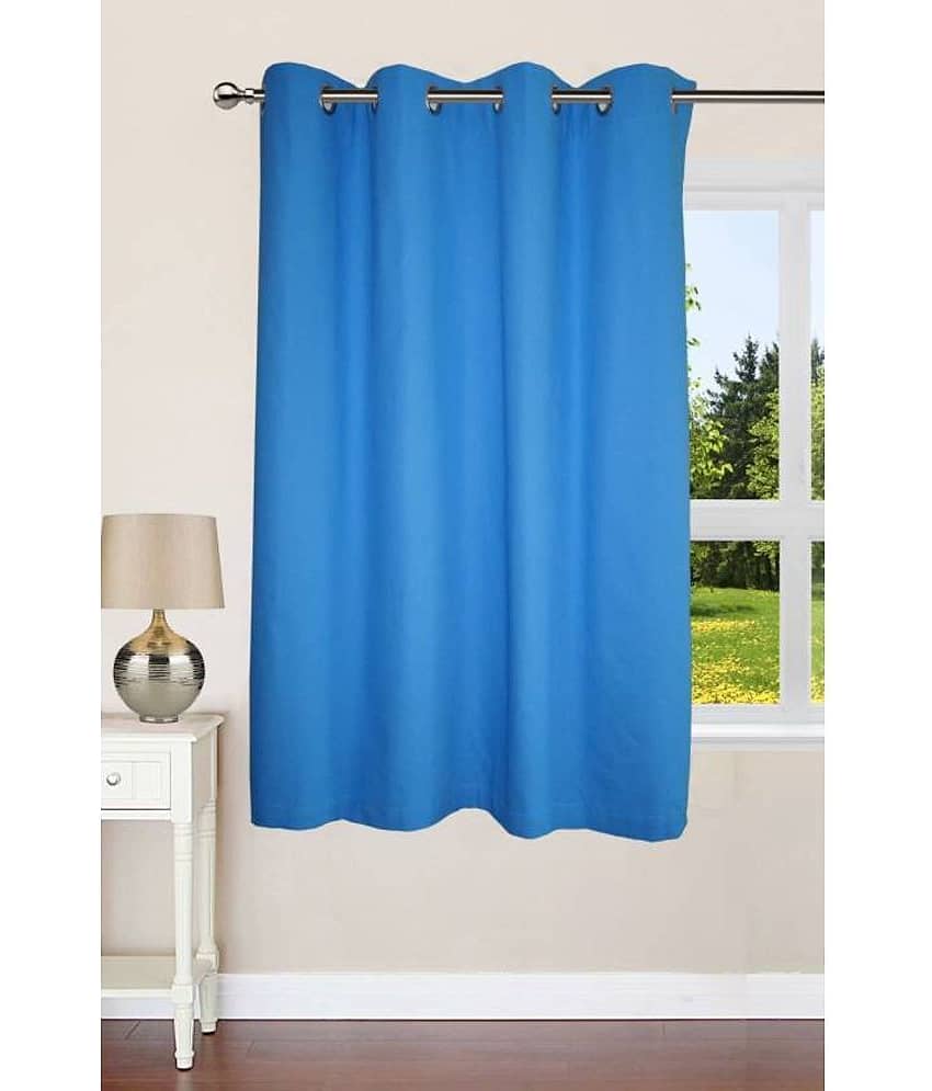 N2C Home Solid Semi-Transparent Eyelet Curtain 5 ft ( Pack of 1 ) - Teal