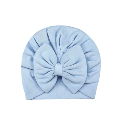 DUSK BLUE BOW TURBAN-0-1 MONTHS