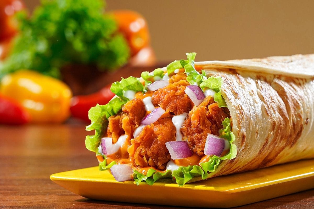 Spiced Chicken Burger Wrap.,