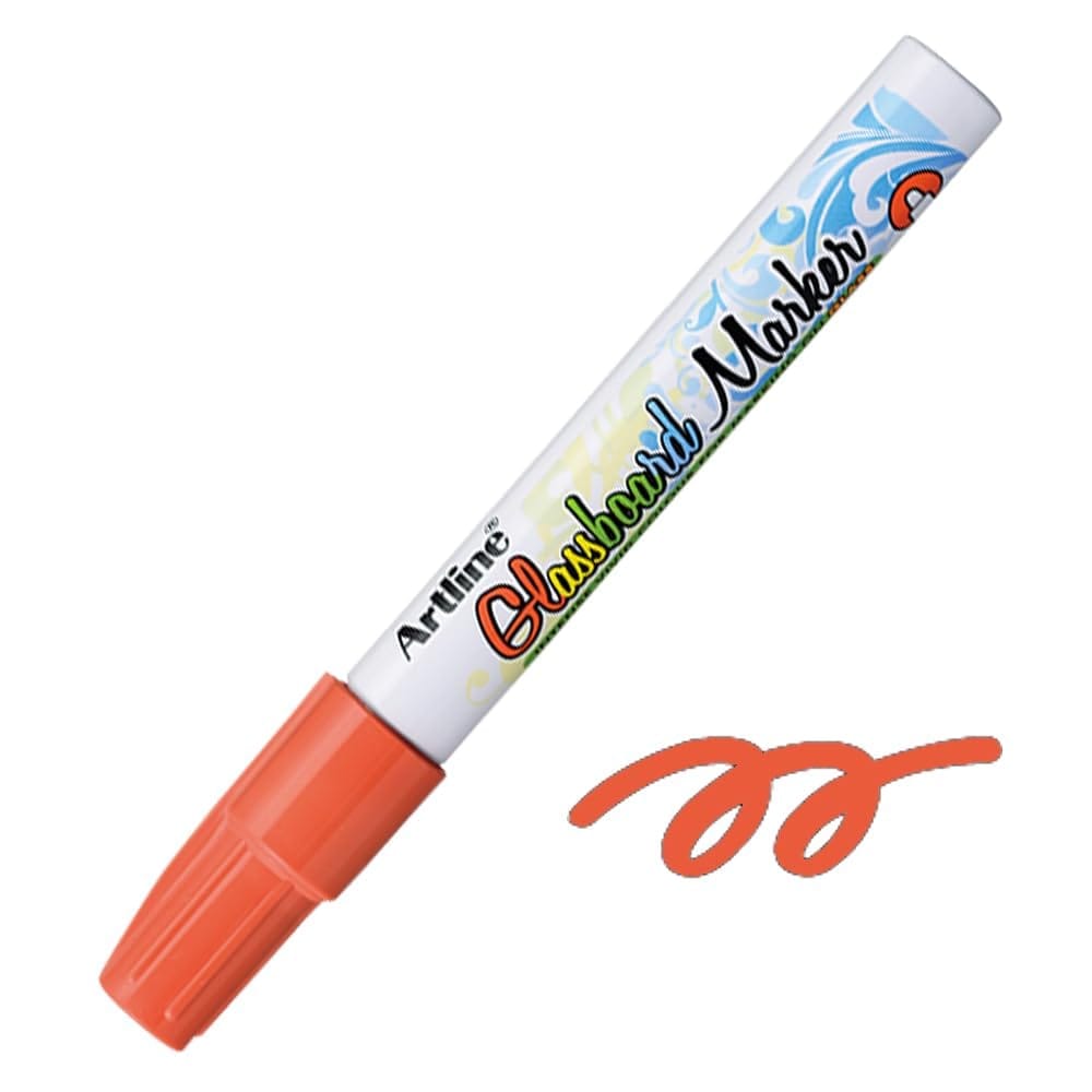 Artline Glassboard marker Pack of 12 (Fluro Orange Colour) | For Writing On Glassboards In Offices, Schools, And Other Settings