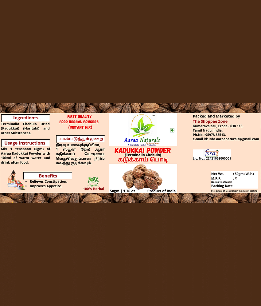 Aaraa Naturals Haritaki Powder Instant Mix 50 gm Pack of 4