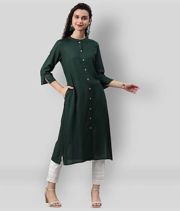 Juniper - Green Rayon Women's Straight Kurti ( Pack of 1 )