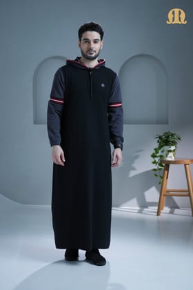 Fontaine Hoodie Black Thobe For Men-S