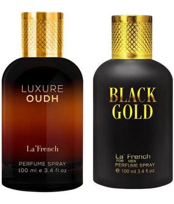 LA FRENCH Luxure Oud & Black Gold Eau De Parfum (EDP) For Men 200ml ( Pack of 2 )