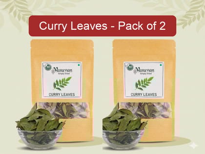 Vasuvan Dried Curry Leaves (Pack of 2 - 20g Each) | Kadi Patta Combo Pack