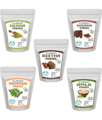 TRUSTMART Amla,Reetha,Shikakai,Bhringraj and Henna Powder 250g Each 50g