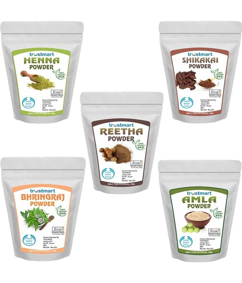 TRUSTMART Amla,Reetha,Shikakai,Bhringraj and Henna Powder 250g Each 50g
