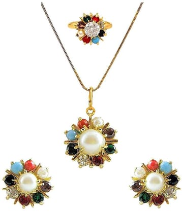Sunhari Jewels - Multi Color Pendant set ( Pack of 1 ) - Multi Color