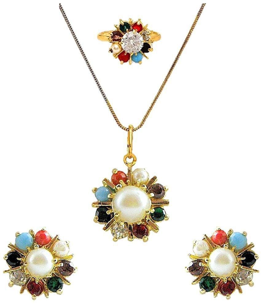 Sunhari Jewels - Multi Color Pendant set ( Pack of 1 ) - Multi Color