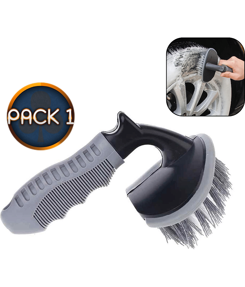 Aksmit  Pack Of 1 Car Cleaning Brush for Tyre Cleaning Liquid Nylon Bristles Perfect for Tire Rubber Car Accessories