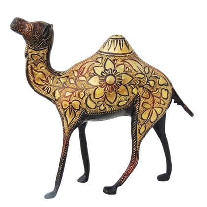 Brass Camel Table Decor Showpiece Statue for Home, Office & Gifting, Height : 9.5 Inch (ANMAS142 B)