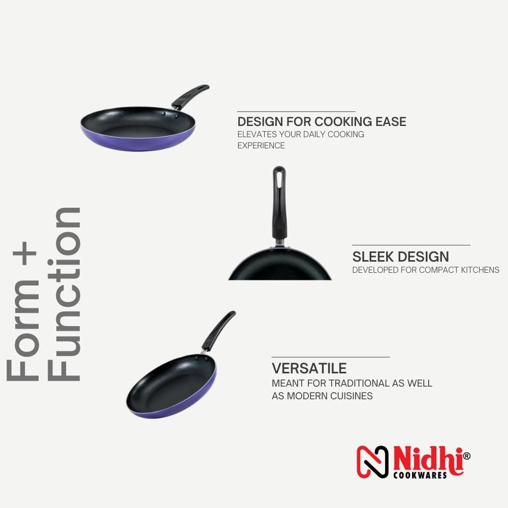 Nidhi Non Stick Taper Fry Pan I 240 mm Diameter I 2.3 Mm I 1.4 LTR Volume