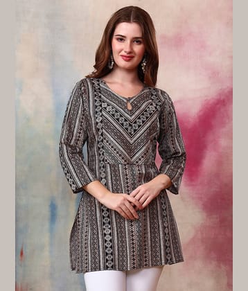 Tissu Women Cotton Printed Straight Kurti ( Black )