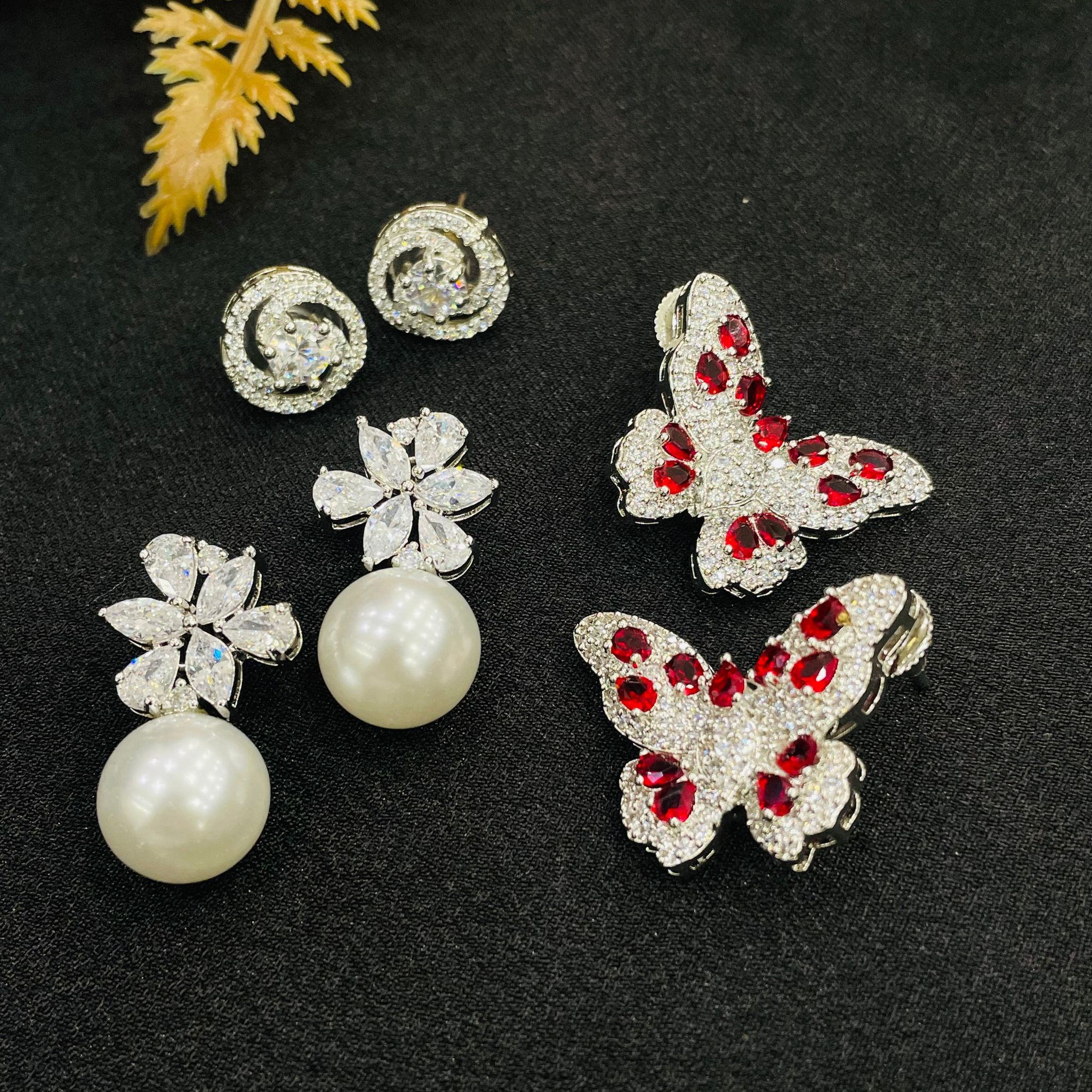 Ad butterfly With Ad studs Combo-Red