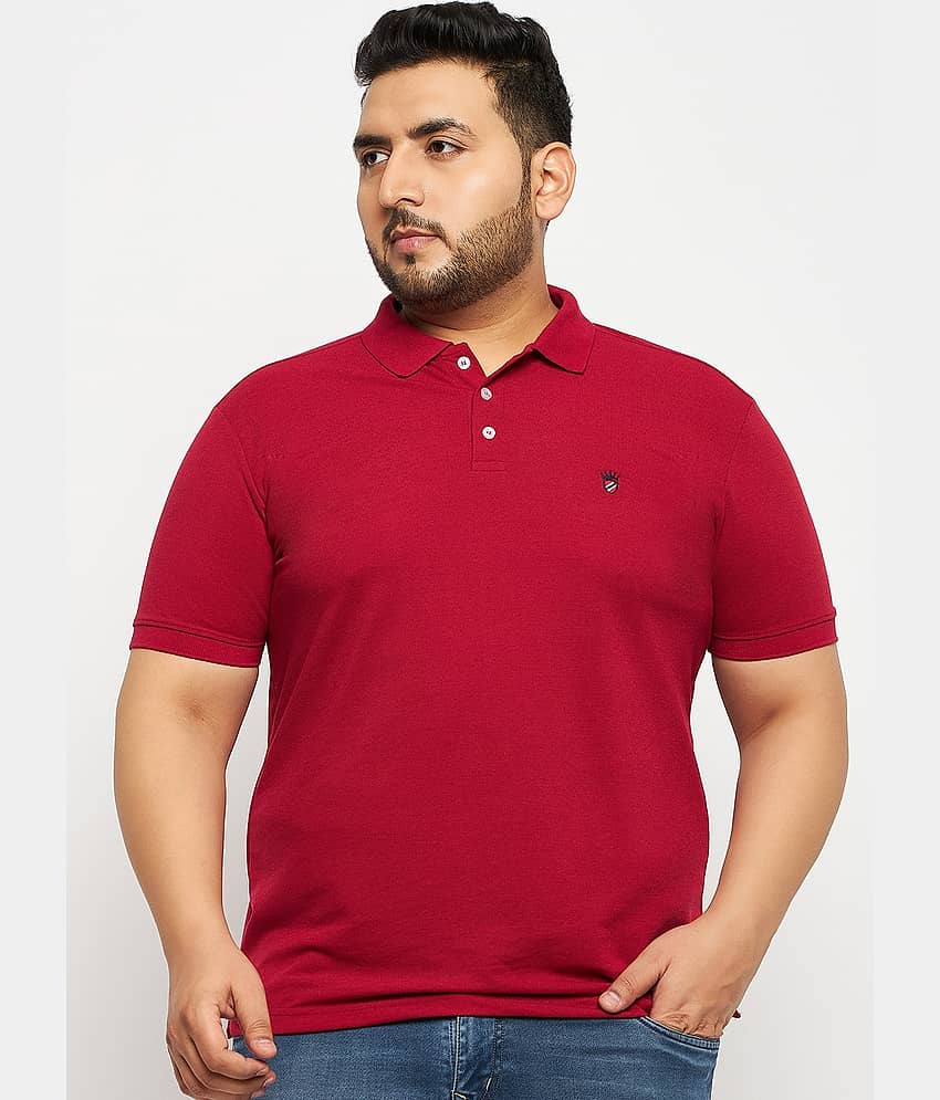 RELANE Pack of 1 Cotton Blend Regular Fit Solid Half Sleeves Men's Polo T Shirt ( Maroon )