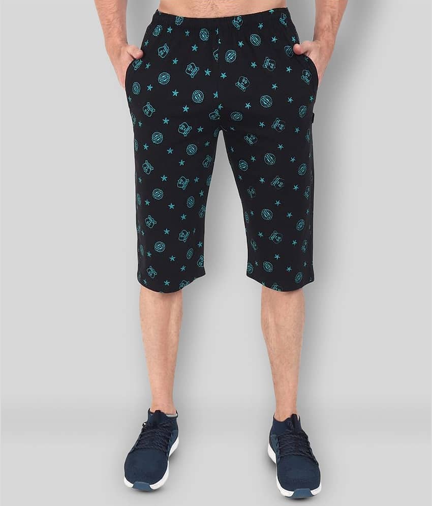 Zeffit - Black Cotton Blend Men's Three-Fourths ( Pack of 1 )