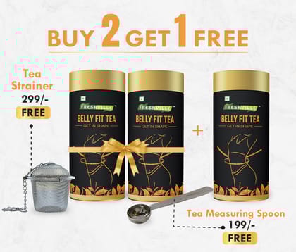 Freshville Belly Fit Tea | Pure & Natural | Tea for Weight Loss & Glowing Skin | Tummy Reduction, Prevent Ageing Signs | Rich in Antioxidants | Purifying & Cleansing | Garcinia, Cinnamon, Gi