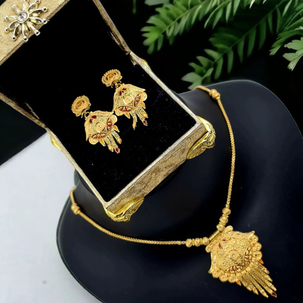 Exquisite One Gram Gold Traditional Necklace and Earrings Set