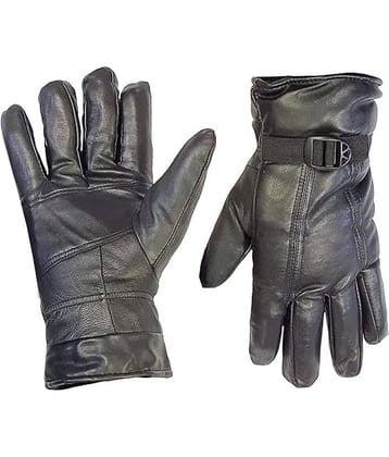 Infispace Black Leather Men's Biker Gloves ( Pack of 1 )