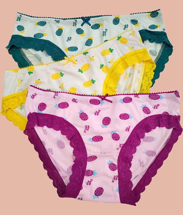 Ladyland Cotton Lycra Hipster ( Multicolor , Pack of 3 )
