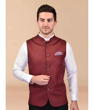 PRINTCULTR Brown Cotton Blend Men's Nehru Jacket ( Pack of 1 )