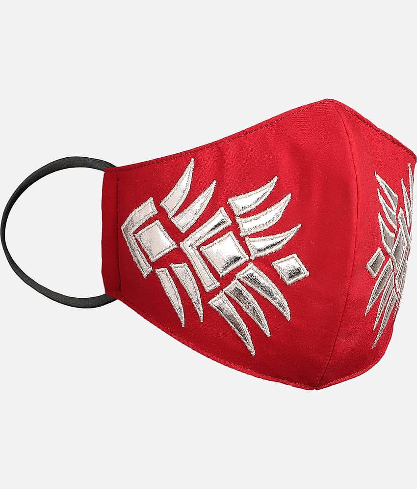 Anekaant - Red Cotton Mask ( Pack of 1 )