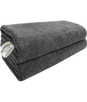 SOFTSPUN Grey 340 GSM Microfiber Cloth For Automobile ( Pack of 2 )