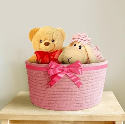 Generic Cotton Pack Of_1 Plain Cat Basket 9x5 Inch (Pink)-PID66455