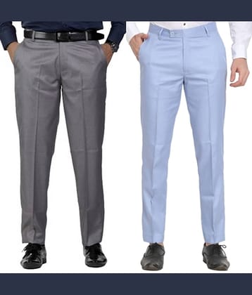 SAM & JACK Regular Flat Men's Formal Trouser - Multicolored ( Pack of 2 )
