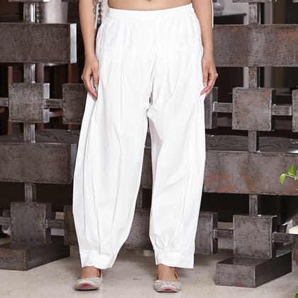 White pleated afgani salwar-XS