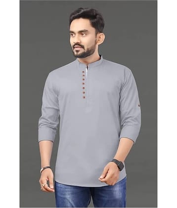 Nofilter Cotton Blend Plain Regular Kurta For Men ( Grey )