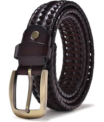 Elite Crafts - Tan 100% Leather Men's Braided Belt ( Pack of 1 )