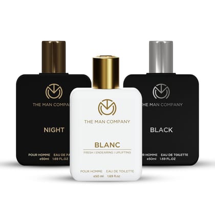 The Man Company Gentlemen's Signature Trio | Black, Night & Blanc Perfume for Men | Premium EDP & EDT Long-Lasting Fresh Scent Fragrance | Gift For Him | Anniversary fragrance gift set | Valentine Gift set | Set Of 3, 150 Millilitres The Man Company Gent