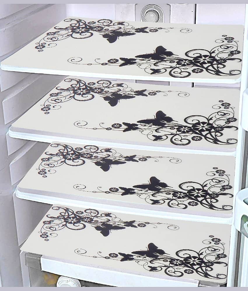 Shaphio - Black PVC Fridge  Mats (Pack of 4)