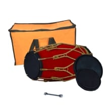 Professional Folk Musical Instrument Wooden Red Velvet Golden Nut - Bolt & Rope dholak indian instrument with Bag