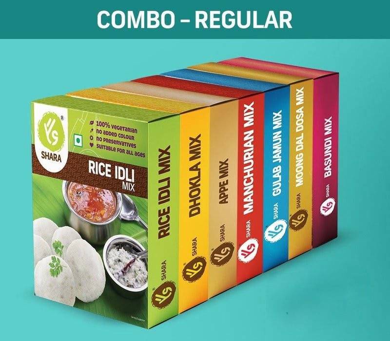 Shara Combo - Regular (Pack of 7) | Instant Breakfast, Snack & Dessert Mixes | Ready-to-Cook Assorted Pack