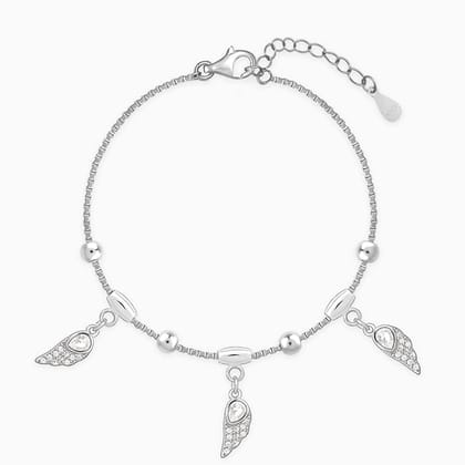 Silver Zircon Winged Charm Bracelet