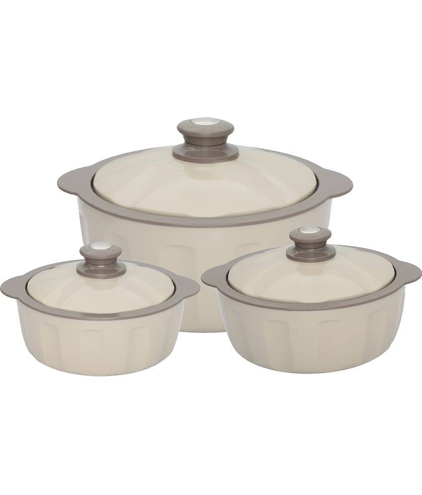 Jaypee Beige Plastic Serve Casserole ( Set of 3 , 3500 mL )