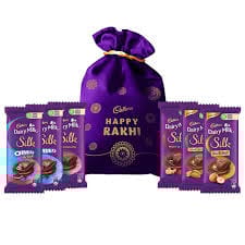 2 Rakhi for Bhaiya for the event of Raksha Bandhan. Rakhi Gift Hamper with 4 Cadbury Chocolate