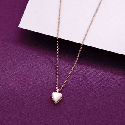 Sterling Silver Pink Moon Stone Heart Necklace-None / Rose Gold